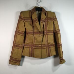 Women's Alyson Eastman Muse Plaid Blazer, Size S - Brown